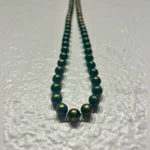 Vintage Jade & Gold Colored Beaded Necklace